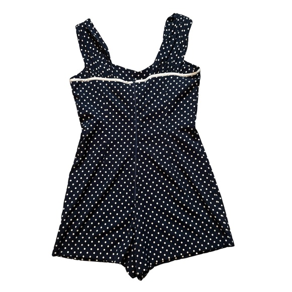 Hell Bunny Vixen Navy White Polka Dot Playsuit, Sz M - Picture 4 of 9